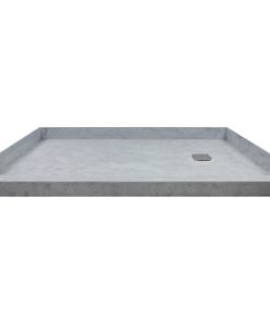Transolid Ready to Tile 60"Lx36"W Shower Base With Right Hand Drain, Dark Gray