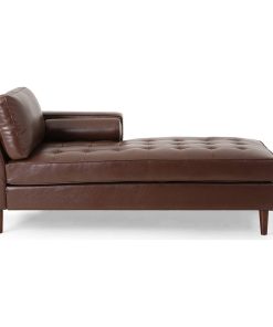 Upholstered Chaise Lounge, Dark Brown + Espresso
