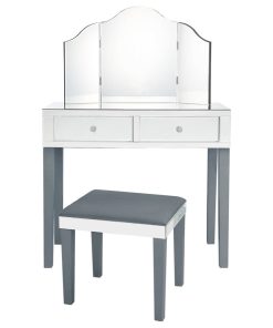 Venecia 3-Piece Vanity Set With Trifold Mirror, Gray
