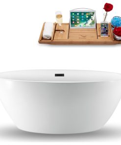 59" Streamline N1301BL Freestanding Tub and Tray With Internal Drain