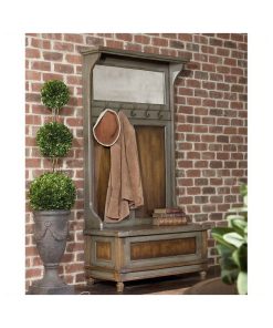 Uttermost Riyo Distressed Hall Tree in Charcoal Gray and Honey Stained