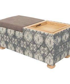 Traditional BHS-0101173 Gray 40 Inch Faux Leather Upholstered Ottoman