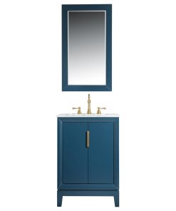 24-in. Single Sink Carrara Marble Vanity In Monarch Blue With Matching Mirror(s)