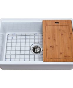 Tosca Reversible Farmhouse Single Bowl Sink, Cutting-Board, Grid, Strainer, 30"