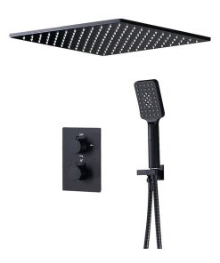 2-Function Thermostatic Shower System with Square Rain Shower and Hand Shower, 1
