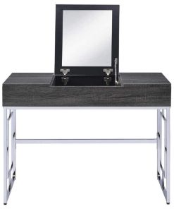 Vanity Desk, Black Oak and Chrome