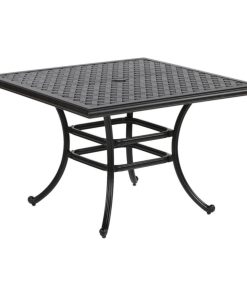 Stinson 44" Square Outdoor Cast Aluminum Dining Table, Dark Lava Bronze