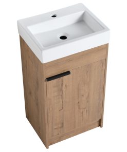 18x15., Bath Vanity, Imitative Oak With White Ceramic Top and Basin