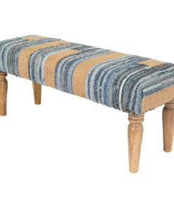 Surya Cambrai CBI-006 Upholstered Bench, Blue/Tan