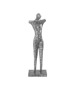 32" T Sculpture Abstract Male On Stand Black Silver Aluminum Metal Modern