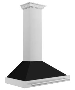 36" Stainless Steel Range Hood, Stainless Steel Handle, Black Matte