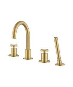 Two Handle Roman Tub Faucet in Brushed Titanium Gold