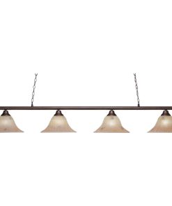 Toltec Lighting 374-BRZ-53318 Oxford - Four Light Bronze Billiard