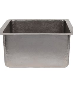 16" Gourmet Rectangular Hammered Copper Bar/Prep Sink, Nickel