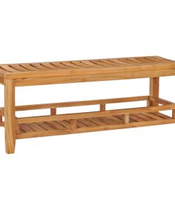 Teak Wood Nassau Shower Stool / Bench With Shelf, 47"