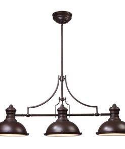 Three Light Oiled Bronze Pool Table Light