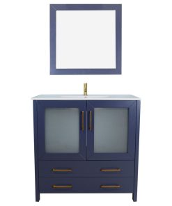Vanity Art Vanity Set With Ceramic Top, 36", Blue, Standard Mirror
