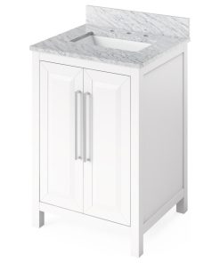 24" Cade Vanity With White Carrara Marble Top White