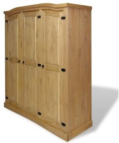 vidaXL Wardrobe Mexican Pine Corona Range w/ 3 Doors Closet Cabinet Organizer