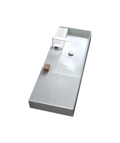 48" Ceramic Wall Mounted or Vessel Sink With Counter Space, 1-Hole