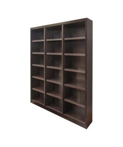 Traditional 84" Tall 18-Shelf Triple Wide Wood Bookcase in Espresso