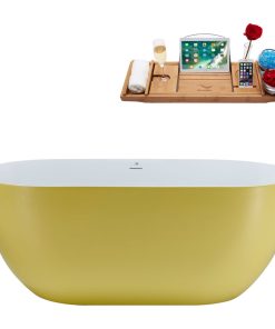 59" Streamline N812BGM Freestanding Tub and Tray With Internal Drain