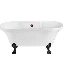 60" Streamline N100BL-ORB Soaking Clawfoot Tub and Tray With External Drain