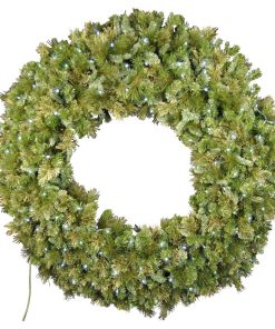 5' Blended Pine Wreath Pre-Lit With Pure White LEDs
