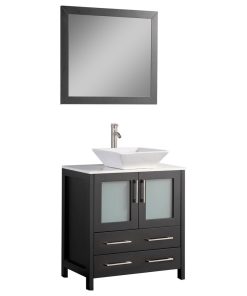 Vanity Art Vanity Set With Vessel Sink, Espresso, 30", Standard Mirror