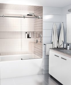 68-72"x60" Frameless Bath Tub Sliding Shower Door, Polished Chrome