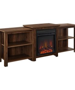 70" Tiered Top Open Shelf Fireplace TV Console - Dark Walnut