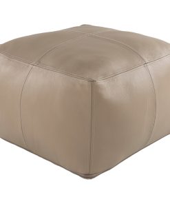 Traditional SFP 22" x 22" Taupe Leather Rectangle Pouf