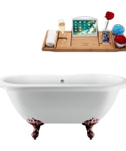 67" Streamline N1121ORB-CH Clawfoot Tub and Tray With External Drain