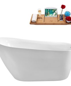 59'' Streamline N290WH Freestanding Tub, Tray, Internal Drain, White