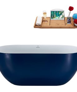 59" Streamline N815BNK Freestanding Tub and Tray With Internal Drain