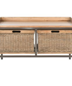 Vera Two Drawer Wooden Storage Bench Antique Pewter/ French Grey