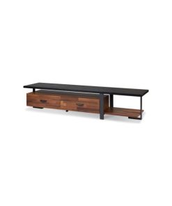 Vintage wood TV storage farmhouse TV benches with walnut and black finish