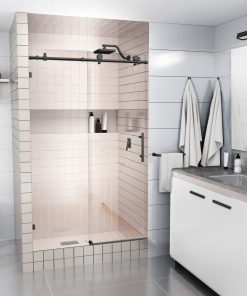 44-48"x78" Frameless Sliding Shower Door, Matte Black