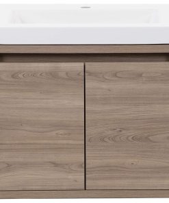Wall Mounted Bathroom Vanity, 2 Doors Cabinet & Cultured Marble Top, Forest Elm