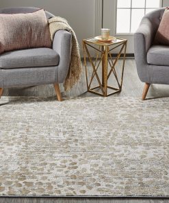 Weave & Wander Vanhorn Metallic Animal Print Rug, Beige, 8'x11'