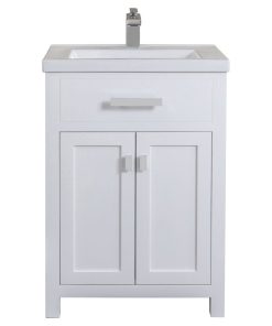 24" Single Vanity With Double Door Without Faucet, Pure White