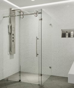 VIGO 34"x46" Frameless 3/8" Shower, Without Base, Stainless Steel