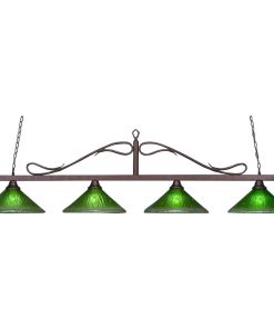 Toltec Lighting 824-BRZ-717 Scroll - 16" Four Light Billiard