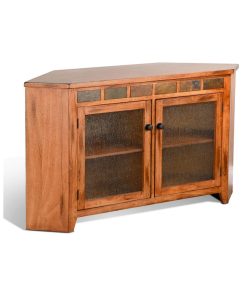 Sunny Designs Sedona Wood Corner TV Console for TVs up to 60", Rustic Oak