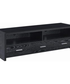 62" TV Console with 3 Drawers, Black Oak