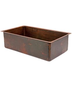 30" Hammered Copper Kitchen Single Basin Sink