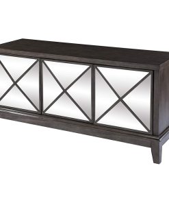 Transitional Media Cabinet, 3 Cabinets With Mirror Front and Adjutable Shelf