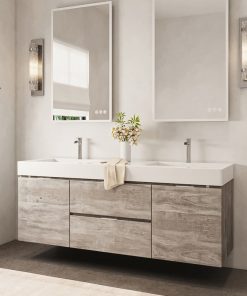 The Boutique Bathroom Vanity, Natural Wood, 60", Double Sink