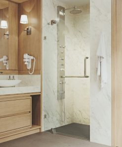VIGO Pirouette Frameless Shower Door, 36", Brushed Nickel