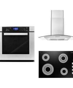 3-Piece 30" Electric Cooktop 30" Wall Mount Range Hood 30" Electric Wall Oven